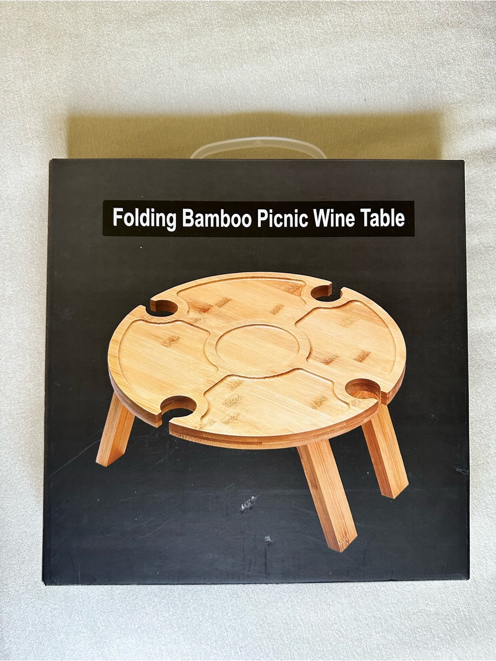 Folding Bamboo Picnic Wine Table - Natural